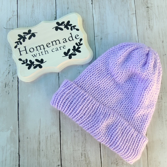 Accessories - Ladies lilac coloured double knit hat